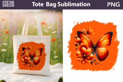 Butterfly Floral Tote Bag | Orange Butterfly Flowers Product Image 1