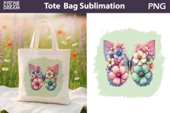 Butterfly Floral Tote Bag | Pastel Pink Green Butterfly Product Image 1