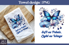 Spring towel sublimation, Blue Butterfly Floral Towel Orchid Product Image 1