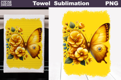 Butterfly Floral Kitchen Towel | Spring Towel Sublimation Product Image 1
