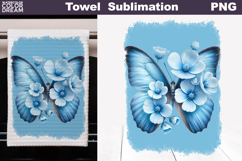 Butterfly Floral Kitchen Towel | Spring Towel Sublimation Product Image 1