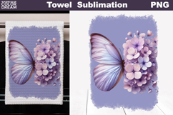 Butterfly Floral Kitchen Towel | Spring Towel Sublimation Product Image 1