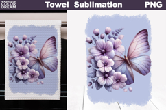 Butterfly Floral Kitchen Towel | Spring Towel Sublimation Product Image 1
