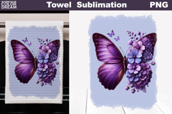 Butterfly Floral Kitchen Towel | Spring Towel Sublimation Product Image 1