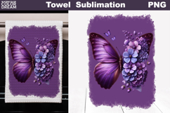 Butterfly Floral Kitchen Towel | Spring Towel Sublimation Product Image 1