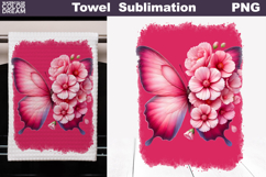 Butterfly Floral Kitchen Towel | Spring Towel Sublimation Product Image 1