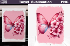 Butterfly Floral Kitchen Towel | Spring Towel Sublimation Product Image 1