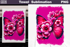 Butterfly Floral Kitchen Towel | Spring Towel Sublimation Product Image 1