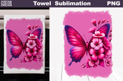 Butterfly Floral Kitchen Towel | Spring Towel Sublimation Product Image 1