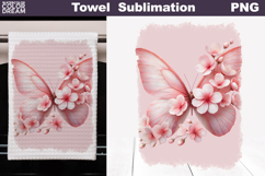 Butterfly Floral Kitchen Towel | Spring Towel Sublimation Product Image 1