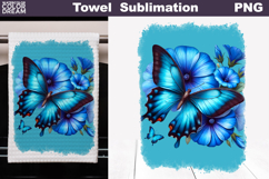 Butterfly Floral Kitchen Towel | Spring Towel Sublimation Product Image 1