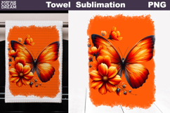 Butterfly Floral Kitchen Towel | Spring Towel Sublimation Product Image 1