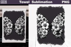 Butterfly Floral Kitchen Towel | Spring Towel Sublimation Product Image 1