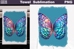 Butterfly Floral Kitchen Towel | Spring Towel Sublimation Product Image 1