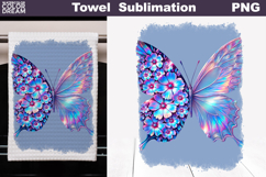 Butterfly Floral Kitchen Towel | Spring Towel Sublimation Product Image 1