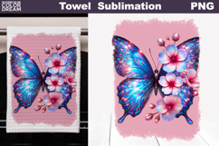Butterfly Floral Kitchen Towel | Spring Towel Sublimation Product Image 1