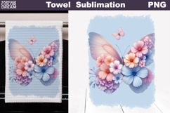 Butterfly Floral Kitchen Towel | Spring Towel Sublimation Product Image 1