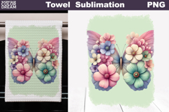 Butterfly Floral Kitchen Towel | Spring Towel Sublimation Product Image 1