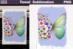 Butterfly Floral Kitchen Towel | Spring Towel Sublimation Product Image 1