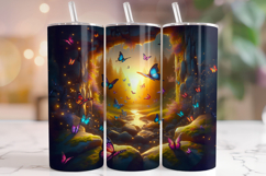 Butterfly Tumbler Wrap PNG, Floral Butterflies Tumbler Wrap Product Image 1
