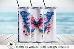 tumblers with beautiful butterfly on a book design