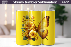 Yellow Butterfly Tumbler Sublimation | Floral Wrap Product Image 1