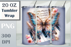 Download this stunning Butterfly Violin Tumbler Wrap for sublimation tumblers (20 oz). A perfect blend of music, art, and boho charm. High-quality PNG (300 dpi).