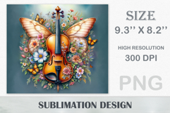 Download this stunning Butterfly Violin Tumbler Wrap for sublimation tumblers (20 oz). A perfect blend of music, art, and boho charm. High-quality PNG (300 dpi).