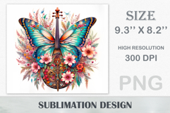 Download this stunning Butterfly Violin Tumbler Wrap for sublimation tumblers (20 oz). A perfect blend of music, art, and boho charm. High-quality PNG (300 dpi).