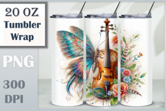 Download this stunning Butterfly Violin Tumbler Wrap for sublimation tumblers (20 oz). A perfect blend of music, art, and boho charm. High-quality PNG (300 dpi).