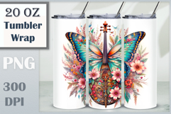 Download this stunning Butterfly Violin Tumbler Wrap for sublimation tumblers (20 oz). A perfect blend of music, art, and boho charm. High-quality PNG (300 dpi).