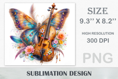 Download this stunning Butterfly Violin Tumbler Wrap for sublimation tumblers (20 oz). A perfect blend of music, art, and boho charm. High-quality PNG (300 dpi).