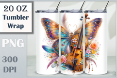 Download this stunning Butterfly Violin Tumbler Wrap for sublimation tumblers (20 oz). A perfect blend of music, art, and boho charm. High-quality PNG (300 dpi).