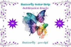 Beautiful Watercolor Butterfly - Sublimation - Digital Product Image 1