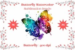 Beautiful Watercolor Butterfly - Sublimation - Digital Product Image 1