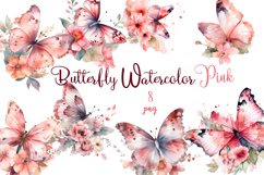 Pinc watercolor Butterflies for Sublimation, Flower PNG Product Image 1