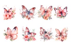 Pinc watercolor Butterflies for Sublimation, Flower PNG Product Image 2
