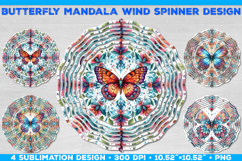 Wind Spinner Sublimation Design with Watercolor Butterfly Product Image 1