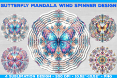 Wind Spinner Sublimation Design with Watercolor Butterfly Product Image 1