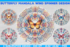 Wind Spinner Sublimation Design with Watercolor Butterfly Product Image 1