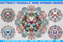 Wind Spinner Sublimation Design with Watercolor Butterfly Product Image 1
