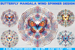 Wind Spinner Sublimation Design with Watercolor Butterfly Product Image 1