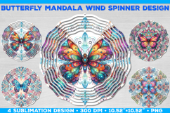 Wind Spinner Sublimation Design with Watercolor Butterfly Product Image 1
