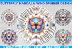 Wind Spinner Sublimation Design with Watercolor Butterfly Product Image 1