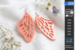 Acrylic Butterfly Wing Earrings Laser Cut | Pendant Earrings Product Image 1