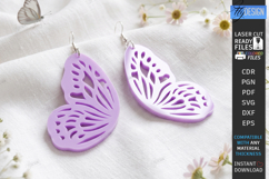 Acrylic Butterfly Wing Earrings Laser Cut Bundle | CNC File Product Image 6