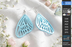 Acrylic Butterfly Wing Earrings Laser Cut | Pendant Earrings Product Image 1
