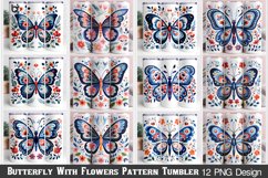Butterfly With Flowers Pattern Sublimation Tumbler Design Product Image 1