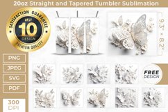 3D 20oz Flowers and Butterflies Tumblers Sublimation Product Image 1