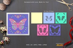 3D Papercut Butterfly Folk Art with Flowers Layered Template Product Image 1